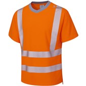 Leo Workwear Larkstone Orange EcoViz Coolviz Plus Hi Vis T-Shirt  