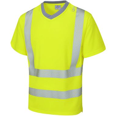 Leo Workwear Larkstone Yellow EcoViz Coolviz Plus Hi Vis T-Shirt  