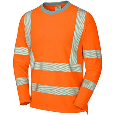 Leo Workwear Capstone Orange EcoViz Coolviz Plus Long Sleeve Hi Vis T-Shirt