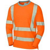 Leo Workwear Capstone Orange EcoViz Coolviz Plus Long Sleeve Hi Vis T-Shirt