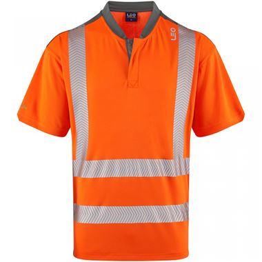 Leo Workwear Putsborough Orange EcoViz Coolmax Performance Hi Vis T-Shirt