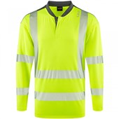 Leo Workwear Watermouth Yellow EcoViz Coolmax Performance Long Sleeve Hi Vis T-Shirt