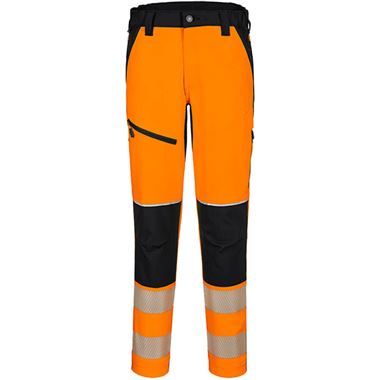 Portwest T140 PW3 Orange Stretch Hi Vis Trouser