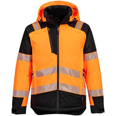 Portwest T160 PW3 Orange Waterproof Padded Hi Vis Winter Jacket
