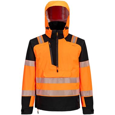 Portwest T161 PW3 Orange Waterproof Breathable Hi Vis Overhead Rain Jacket (3L)