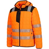 Portwest T165 PW3 Orange Padded Lined Hi Vis Baffle Jacket