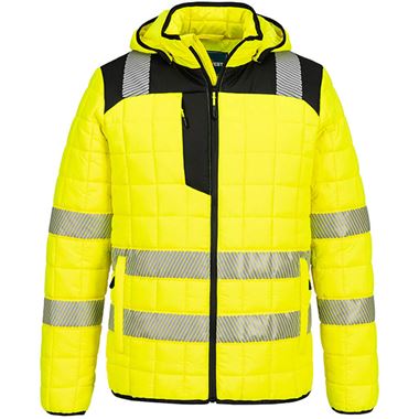 Portwest T165 PW3 Yellow Padded Lined Hi Vis Baffle Jacket