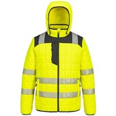 Portwest T165 PW3 Yellow Padded Lined Hi Vis Baffle Jacket
