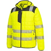 Portwest T165 PW3 Yellow Padded Lined Hi Vis Baffle Jacket