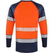 Leo Workwear Ruda Orange/Navy EcoViz Performance Dual Colour Hi Vis Long Sleeved T-Shirt