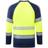 Leo Workwear Ruda Yellow/Navy EcoViz Performance Dual Colour Hi Vis Long Sleeved T-Shirt