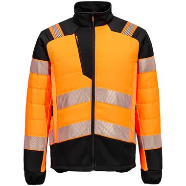 Portwest T170 PW3 Orange Hybrid Padded Lined Hi Vis Baffle Jacket