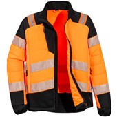 Portwest T170 PW3 Orange Hybrid Padded Lined Hi Vis Baffle Jacket