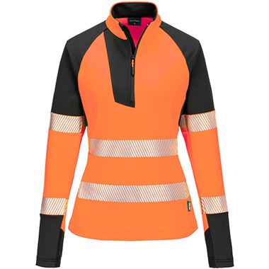Portwest T173 PW3 Orange Women's 1/4 Zip Hi Vis Sweatshirt