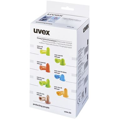 Uvex com4-fit 2112023 Ear Plugs Refill Box For One 2 Click Dispenser (300 Pairs) - SNR 33