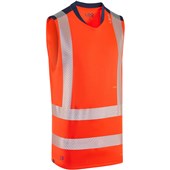 Leo Workwear Bradwell Rail Orange EcoViz Performance Sleeveless Hi Vis T-Shirt