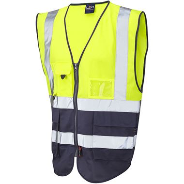 Leo Workwear Lynton W11 Two Tone Zipped Hi Vis Superior Waistcoat
