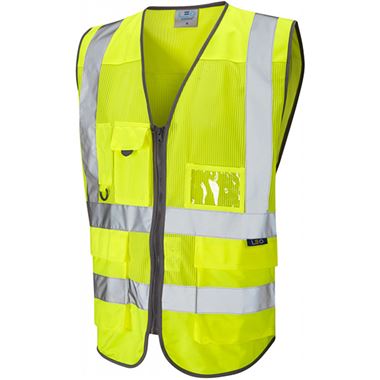 Leo Workwear Cobbaton Yellow EcoViz Coolviz Superior Mesh Hi Vis Vest 