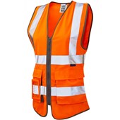 Leo Workwear Lynmouth Orange EcoViz Zipped Women's Superior Hi Vis Vest