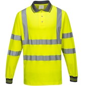 Portwest S271 Yellow Polycotton Long Sleeved Hi Vis Polo Shirt