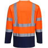 Portwest S280 Orange/Navy Two Tone Polycotton Long Sleeved Hi Vis T Shirt