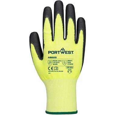 MultiSAVE Pack 12 - Portwest AB625 Cut D Cut Resistant Gloves with PU Coating 13g (12 Pairs)