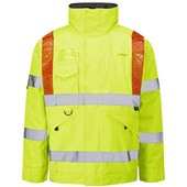 Leo Workwear Portmore Yellow EcoViz 4K Waterproof Baffle Lined Orange Brace Superior Hi Vis Bomber Jacket