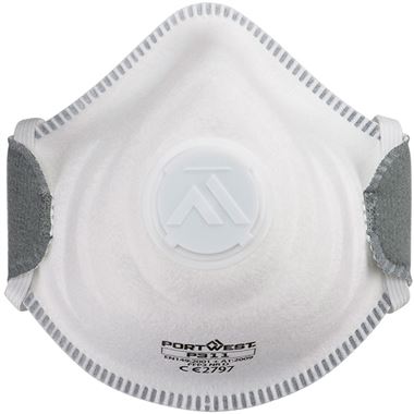 Portwest P311 Strap & Clip FFP3 Valved Dolomite Moulded Disposable Masks (Pack 10)
