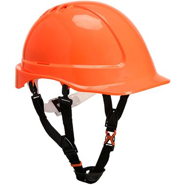 Portwest PH55 Endurance Safety Helmet with Deluxe Chin Strap - Vented Slip Ratchet Short Peak