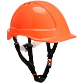 Portwest PH55 Endurance Safety Helmet with Deluxe Chin Strap - Vented Slip Ratchet Short Peak