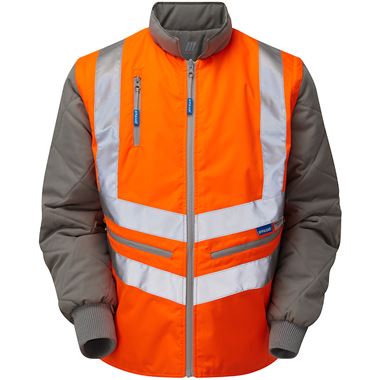 Pulsar PR498-R GRS Recycled Rail Orange Waterproof Sleeved Hi Vis Bodywarmer