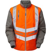 Pulsar PR498-R GRS Recycled Rail Orange Waterproof Sleeved Hi Vis Bodywarmer