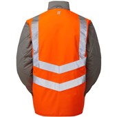 Pulsar PR498-R GRS Recycled Rail Orange Waterproof Sleeved Hi Vis Bodywarmer