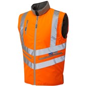 Pulsar PR498-R GRS Recycled Rail Orange Waterproof Sleeved Hi Vis Bodywarmer