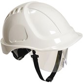 Portwest PW54 Endurance Safety Helmet with Chin Strap - Electrical Insulated Non Vented Wheel Ratchet Short Peak