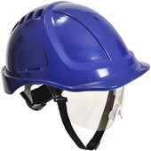 Portwest PW54 Endurance Safety Helmet with Chin Strap - Electrical Insulated Non Vented Wheel Ratchet Short Peak