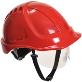 Portwest PW54 Endurance Safety Helmet with Chin Strap - Electrical Insulated Non Vented Wheel Ratchet Short Peak