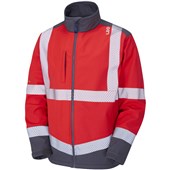Leo Workwear Bowden Red/Grey EcoViz Hi Vis Softshell Jacket (3L)