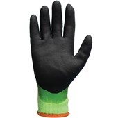 TraffiGlove TG5570 X-DURA Cut F Nitrile/Latex Fully Coated Thermal Water Resistant Green Gloves - 10g